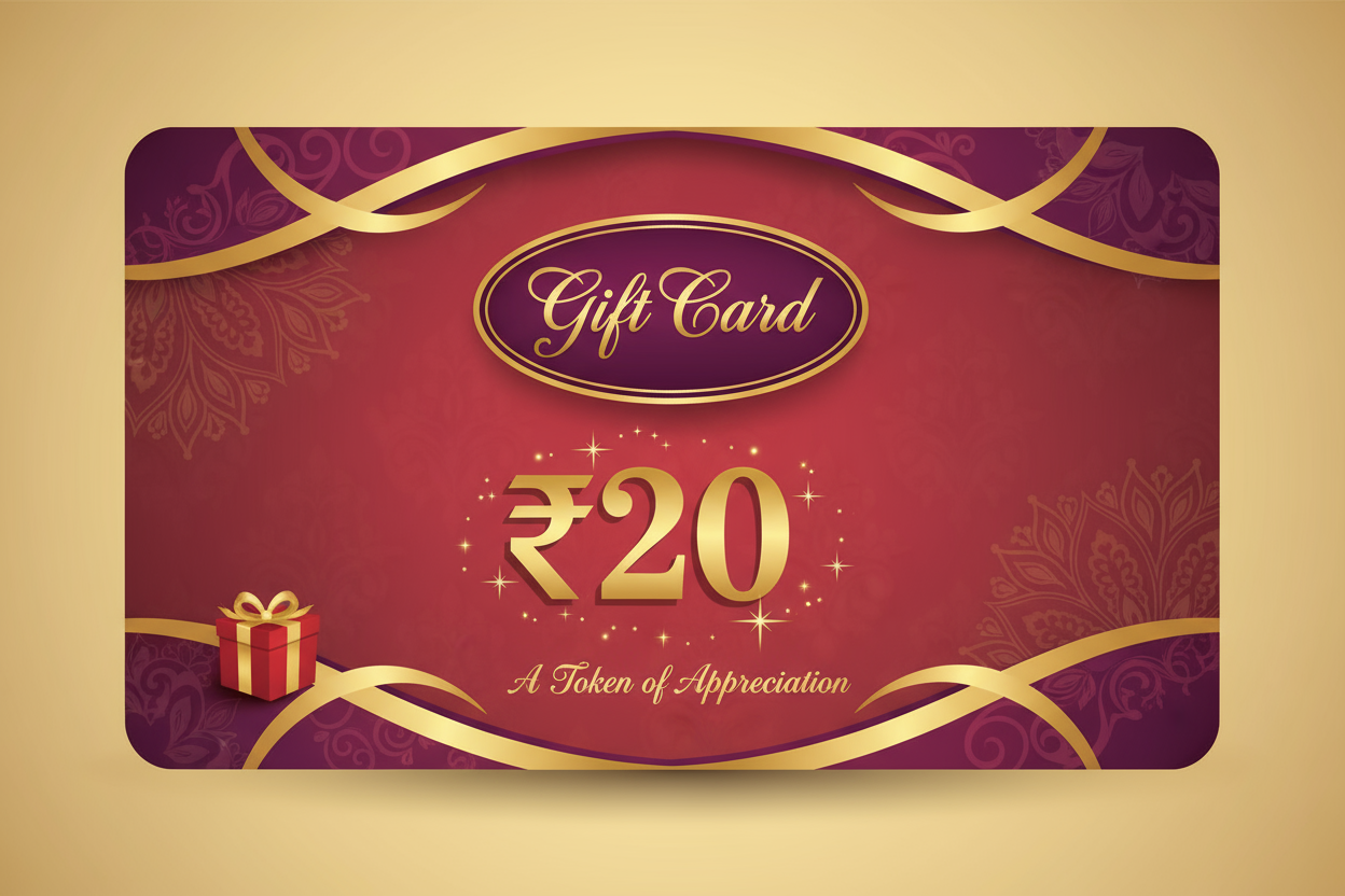 generate a imagefor gift card for 20 ruppes 